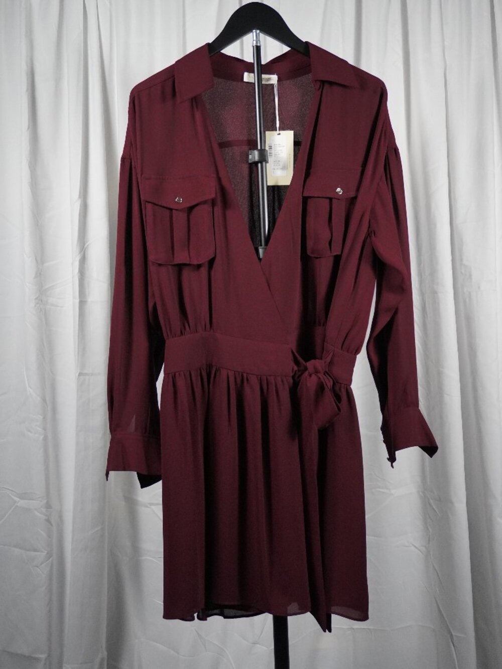 Ramy Brook Cabernet Wrap Dress Women’s Medium Burgundy Long Sleeve